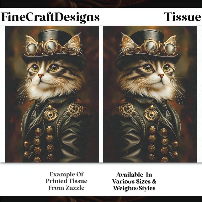Papel De Seda Retrato de Gato Tabby Steampunk Real Decoupage DV2 (Subido por el creador)
