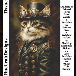Papel De Seda Retrato de Gato Tabby Steampunk Real Decoupage DV2