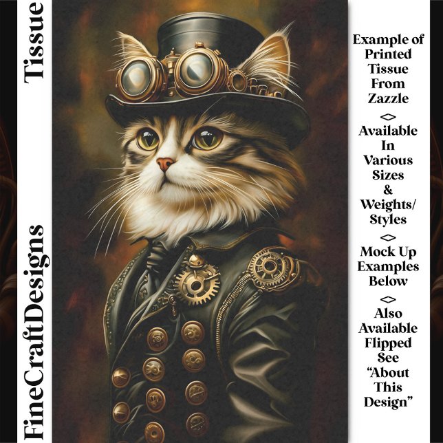 Papel De Seda Retrato de Gato Tabby Steampunk Real Decoupage DV2 (Subido por el creador)