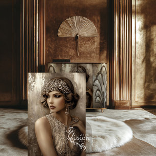 Papel De Seda Retrato de glamour Flapper de Gatsby, Rugido de Br