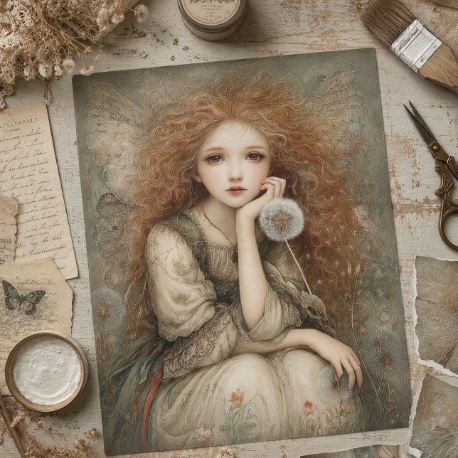 Papel De Seda Retrato de hada caprichosa del bosque con diente d (Subido por el creador)