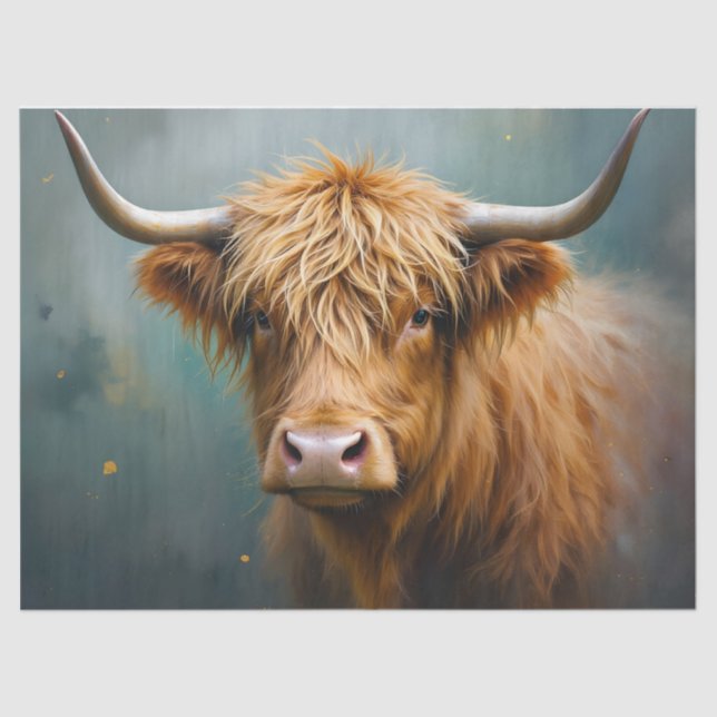Papel De Seda Retrato de Highland Cow (Anverso)