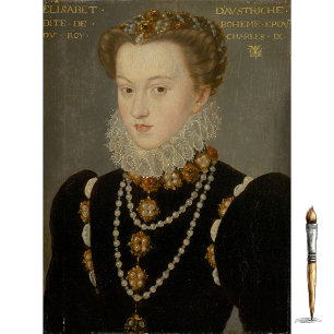 Papel De Seda Retrato de Isabel de Austria por imitador 