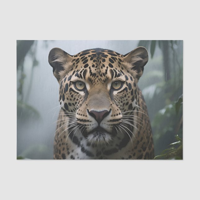 Papel De Seda Retrato de jaguar en la selva (Anverso)