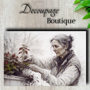 Papel De Seda Retrato de Jardinero Decoupage