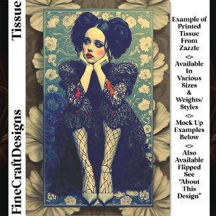 Papel De Seda Retrato de joven gótica, decoupage floral DQ5L
