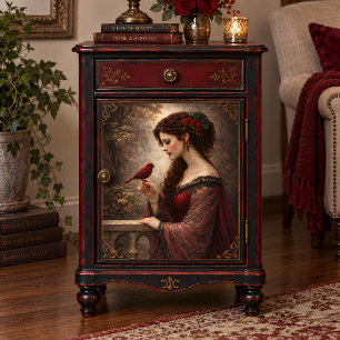 Papel De Seda Retrato de la Señora Pájaro Carmesí Decoupage