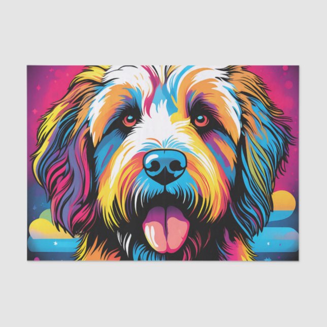 Papel De Seda Retrato de Labradoodle de Arte Pop (Anverso)