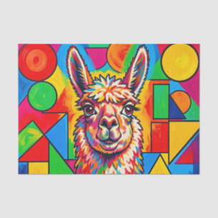 Papel De Seda Retrato de Llama Pop Art Vibrante