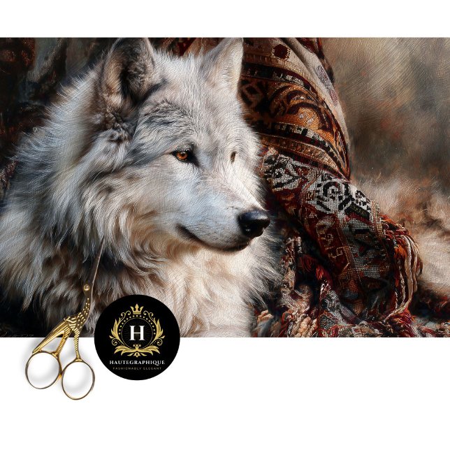 Papel De Seda Retrato de Lobo Blanco de Alfombra Persa (Subido por el creador)