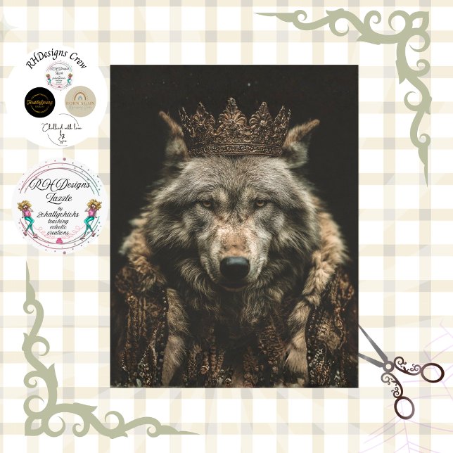 Papel De Seda Retrato de lobo de la realeza decoupage (Subido por el creador)