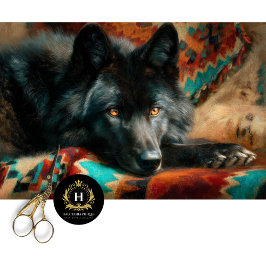 Papel De Seda Retrato de Lobo Negro de la Noche del Cañón