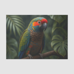 Papel De Seda Retrato de loro tropical vibrante de la selva