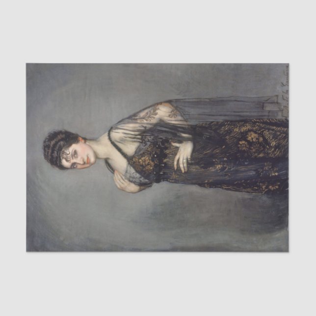 Papel De Seda Retrato de Madame Louis Rosenau por Gandara (Anverso)