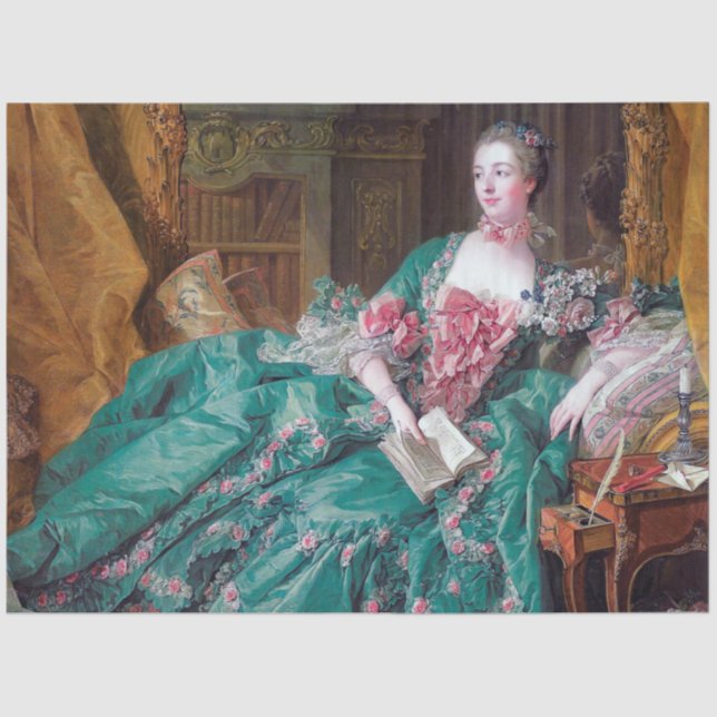 Papel De Seda Retrato de Madame Pompadour, Boucher (Anverso)