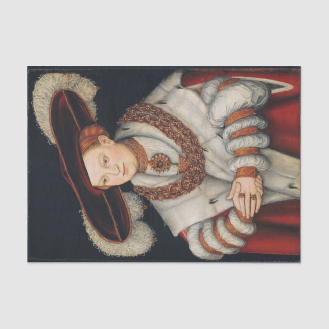 Papel De Seda Retrato de Magdalena de Sajonia por Lucas Cranach (Anverso)