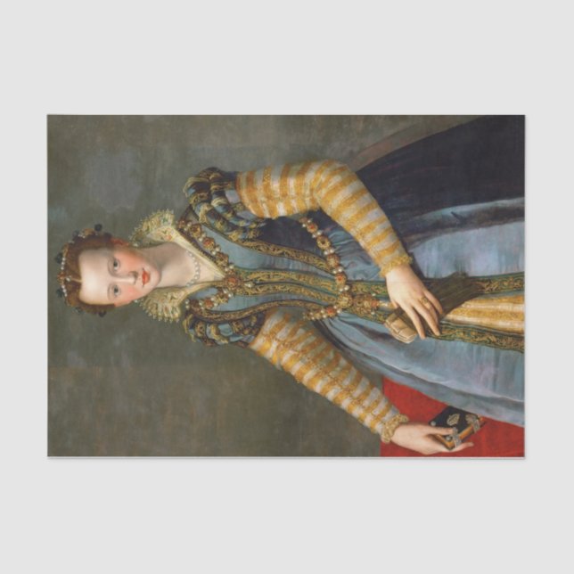 Papel De Seda Retrato de Maria De Medici por Alessandro Allori (Anverso)
