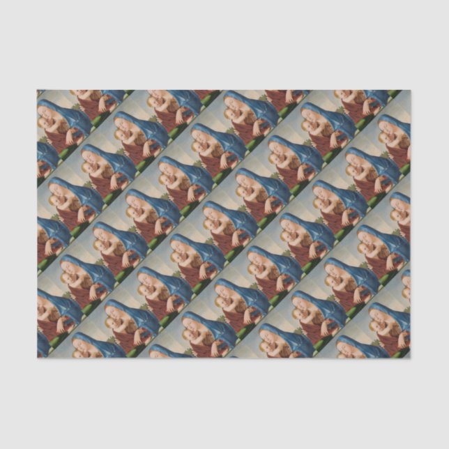 Papel De Seda Retrato de María sosteniendo al niño Jesús (Anverso)