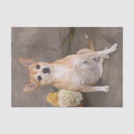 Papel De Seda Retrato de mascota de arte floral de perro Chihuah