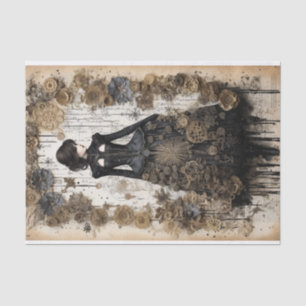 Papel De Seda Retrato de medios mixtos inspirado en Steampunk