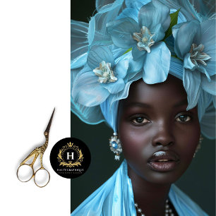 Papel De Seda Retrato de mujer africana en azul cielo elegante d