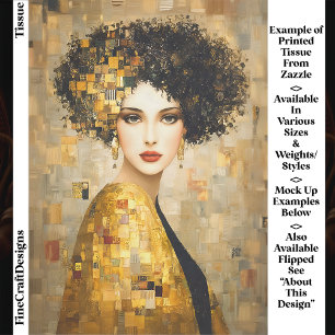 Papel De Seda Retrato de mujer al estilo de Klimt en dorado deco