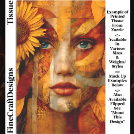 Papel De Seda Retrato de Mujer con Decoupage de Girasol DS8L