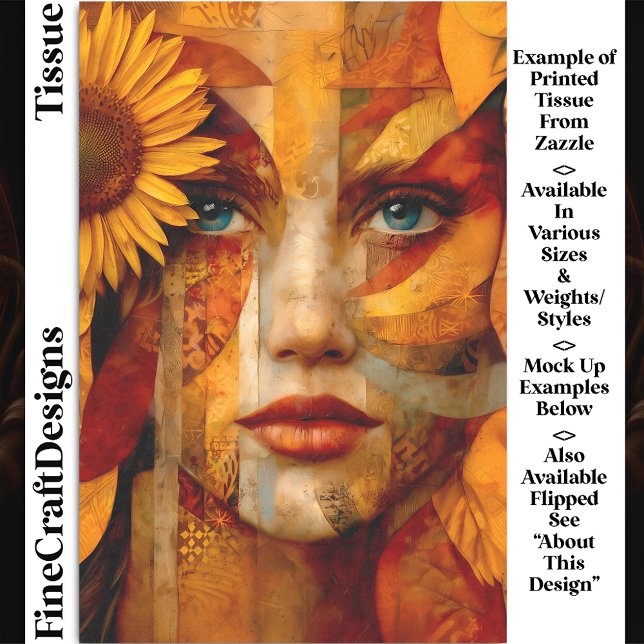 Papel De Seda Retrato de mujer con girasol DS8L Decoupage (Subido por el creador)