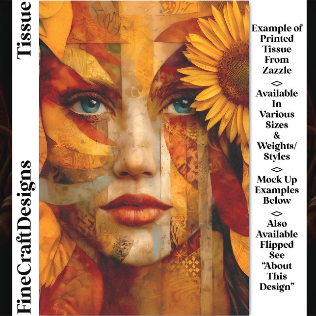 Papel De Seda Retrato de mujer con girasol DS8R Decoupage (Subido por el creador)