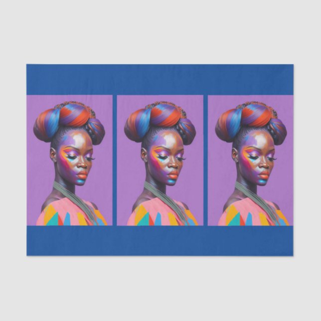 Papel De Seda Retrato de mujer de belleza africana 1 (Anverso)
