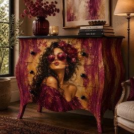 Papel De Seda Retrato de mujer decoupage floral ciruela glamour