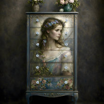 Retrato de mujer floral romántico decoupage
