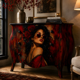 Papel De Seda Retrato de mujer glamour rojo negro