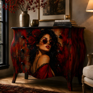 Papel De Seda Retrato de mujer glamour rojo negro