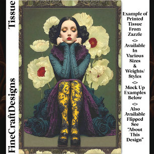 Papel De Seda Retrato De Mujer Gótica Con Cachorros DQ6L Decoupa