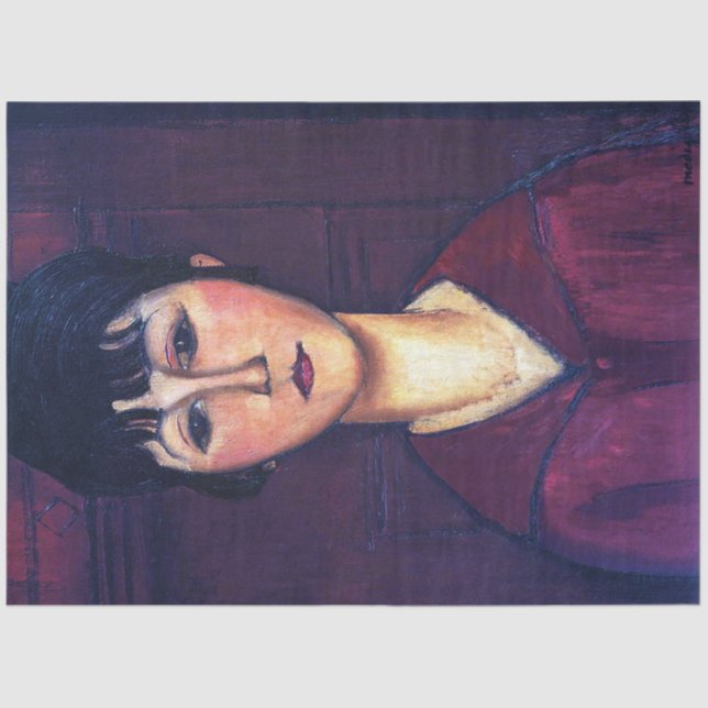 Papel De Seda Retrato de mujer joven, Modigliani (Anverso)