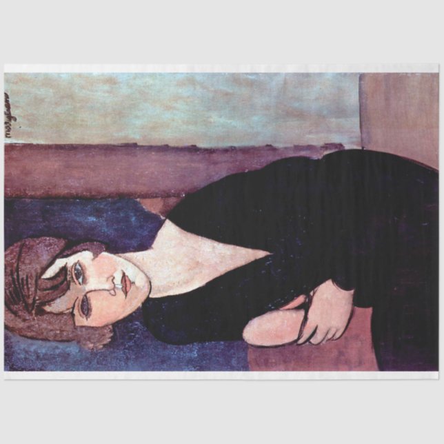 Papel De Seda Retrato de mujer, Modigliani (Anverso)