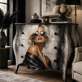 Papel De Seda Retrato de mujer negro blanco glamour