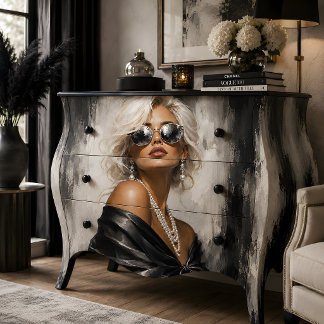 Papel De Seda Retrato de mujer negro blanco glamour