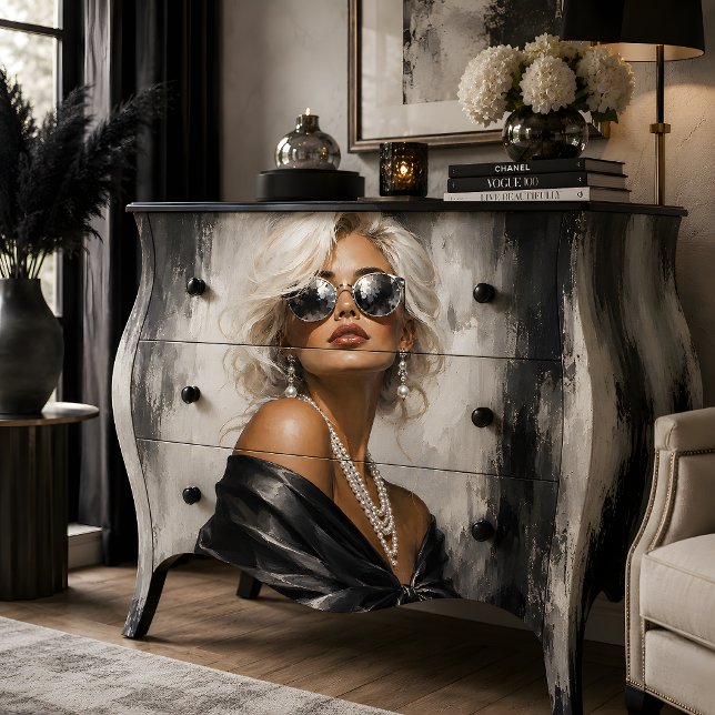 Papel De Seda Retrato de mujer negro blanco glamour (Woman Portrait Black White Glamour Tissue Paper)