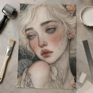 Papel De Seda Retrato de mujer rubia romántica Arte de decoupage