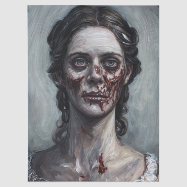 Papel De Seda Retrato de mujer zombie (Anverso)