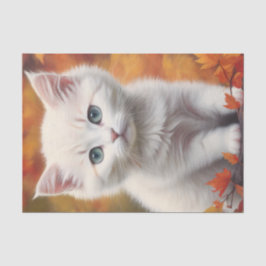 Papel De Seda Retrato de otoño de White Kitten