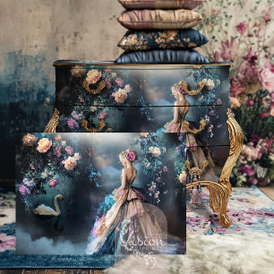 Papel De Seda Retrato de paseo vespertino & Cisne Fantasía flora