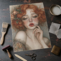 Retrato de pelirroja rebelde Decoupage