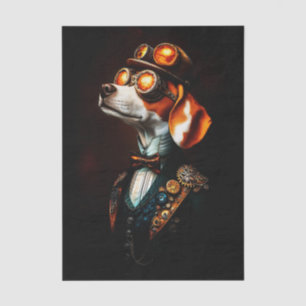 Papel De Seda Retrato de Perro Beagle Steampunk EM2L Decoupage