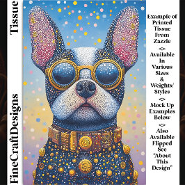 Papel De Seda Retrato de Perro Colorido, Decoupage de Puntillism