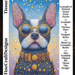 Papel De Seda Retrato de Perro Colorido, Decoupage de Puntillism