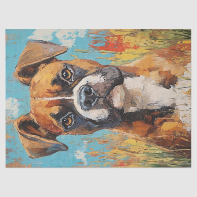 Papel De Seda Retrato de perro de Boxer: página de pintura de ac (Anverso)