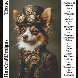 Papel De Seda Retrato de perro Papillon Steampunk lindo CQ1 Deco